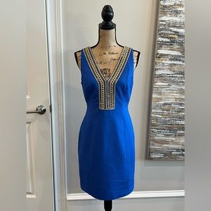 Lily Pulitzer Blue and Gold Shift Dress